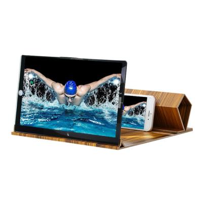 China Wooden Wood 12 Inch Grain Mobile Phone Screen 3D Magnifier Screen Amplifier Wooden Video Bracket Bracket for sale