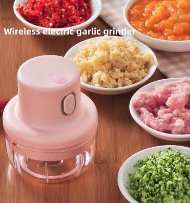 China Battery Operated Vegetable Usb Stored Mini Electric Food Chopper Cordless Garlic Free Electric Meat Kitchen Cup Bpa for sale