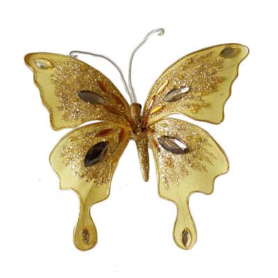 China Fabric Jeweled Artificial Butterfly With Clip For Christmas Tree Ornament for sale