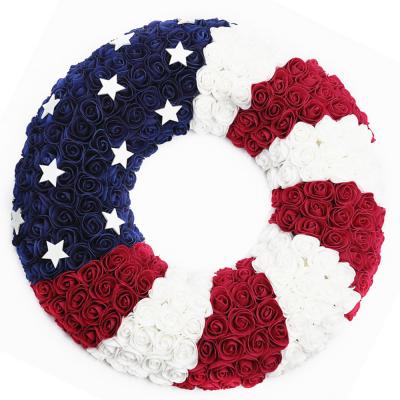 China Independence Day Nice American Flag Flower Wreath Artificial Pink Garland for sale