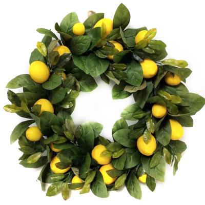 China Home/Wedding Decoration Lemon Wreath High Quality Handmade Artificial Door Braid Artificial Flower Lemon Decorative Wreath for sale