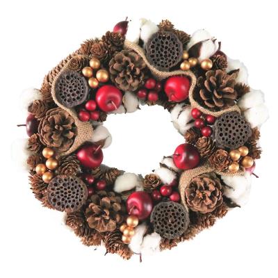 China New special fabric Polyarts design lotus fruit garland for Christmas decoration in garden pine cone garland wholesale for sale