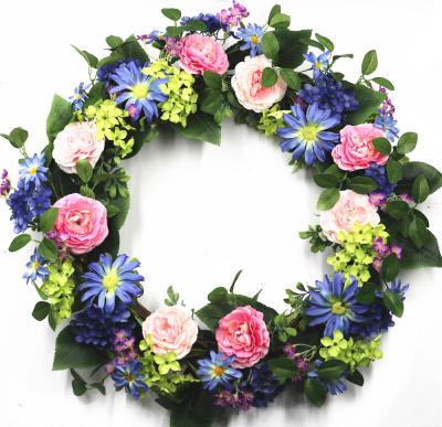 China High Quality 26 Inch Size Spring Artificial Flower Wreath Garlands For Front Entrance Flower Wreath for sale