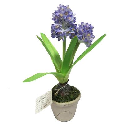 China Realistic Artificial Hyacinth Flower in Flower Pot Realistic Potted Hyacinth for Wedding Decoration for sale