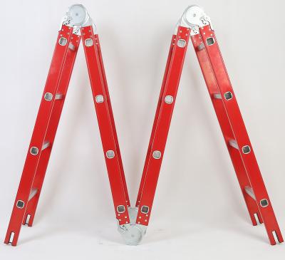 China Red Folding 6 Function Universal Folding 6 in1 Hinge Joint Heavy Duty Outdoor/Indoor High Quality Free Standing Folding Ladders 4X4 for sale