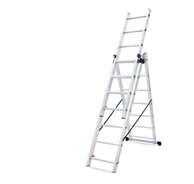 China Folding Ladders 3 Section Aluminum Folding Ladder Extension Combination A Frame Type Universal Triangle Function Customized OEM for sale