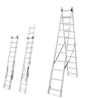 China Universal Folding Ladders 2 Section Extension Function Aluminum Combination Folding Ladder With Outrigger Bar Leg The Long High Quality for sale