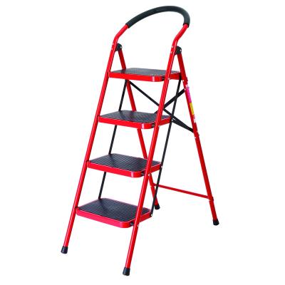 China Folding Step Ladders Steel Folding Ladder Movable With Handrail Home Household Stair Stool Heavy Duty Portable Chair Free Stand for sale