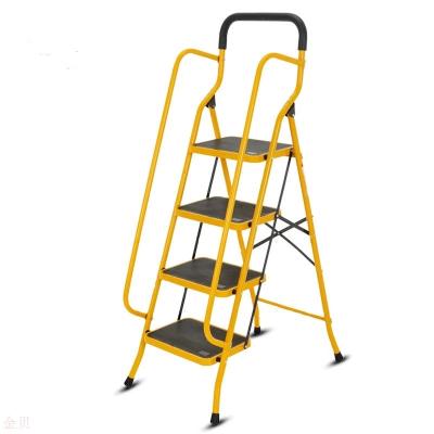 China Folding Ladders Steel Step Ladder With Handrail Yellow Home Use Household Folding Movable Lightweight Aluminum Popular Household for sale