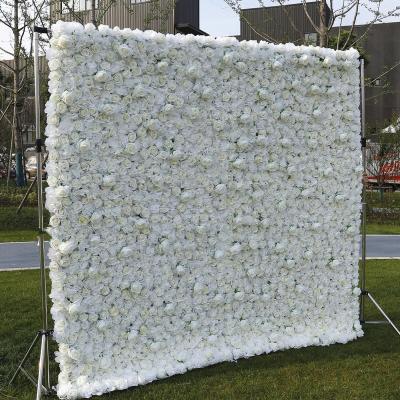 China Beautiful Colorful High Quality Flower Wall Factory Customized Artificial White Rose Flower Wall Backdrop for Wedding Decoration for sale