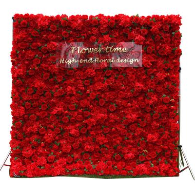 China Beautiful Flower Wall Wedding Party Decor Backdrop Colorful High Quality Red Flowerwalls Panel Wrap Fabric Silk Peony Rose Artificial Flower Wall Backdrop For Decor for sale