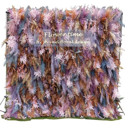 China Beautiful high quality colorful flower wall purple feather wall decorations for wedding 3d wall flower wall home curtain for sale