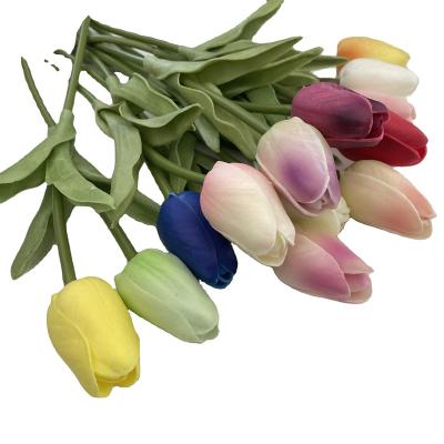 China Wedding Decoration DY-01502 Real Touch Artificial Tulips PU Faux Flower Arrangement Bouquets For Home Office Wedding Decoration for sale