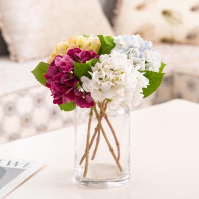 China Durable high quality silk middle hydrangea artificial flower head for wedding for room decoration for sale