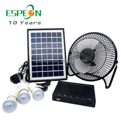 China 5W Solar Power Home Lighting System Kits 12V and 5V for LED Bulb, DC Fan and Mobile Phone Charging for sale