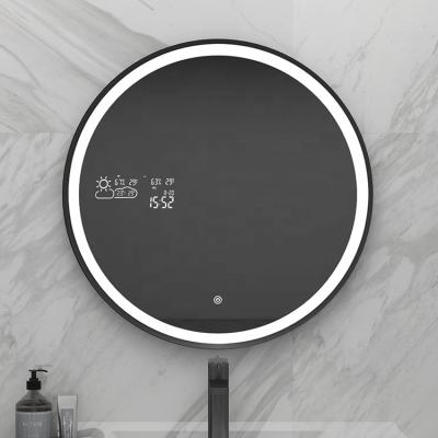 China Minimalist Byecold Mirror Wall Mounted Lighting Smart Wifi Time Display Mirror With Clock for sale