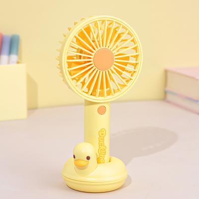 China NO USB Fan 3 Gears Cartoon Duck Fan Portable Handheld Rechargeable Adjustable Desk Mini Fan Air Conditioned Cooler for sale