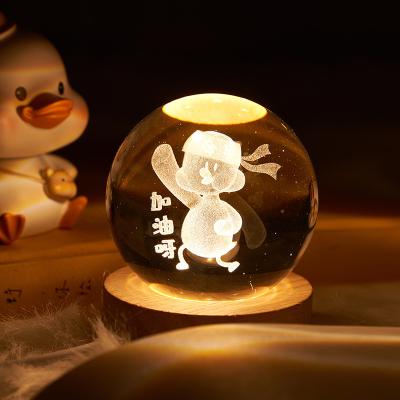 China Simplicity 3D Art Crystal Ball Night Light Modern Cosmic Light Emitting Diode Solar System Crystal Ball Desktop Decoration for sale