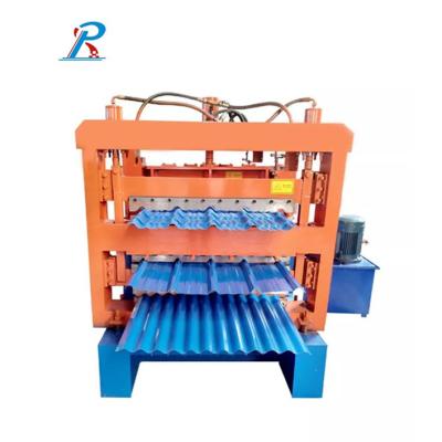 China Building Material Shops Panel Glazed Tile Roof Roll Forming Machine LMS Blue Steel Training Machine Double Rib Trapezoidal Corrugated Metal Japan Building Sales for sale