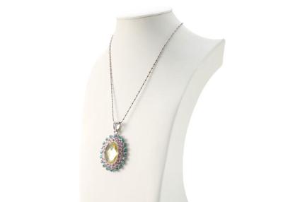 China Oval Pendant Fashion Costume Jewelry Statement Necklaces With Colorful Diamonds for sale