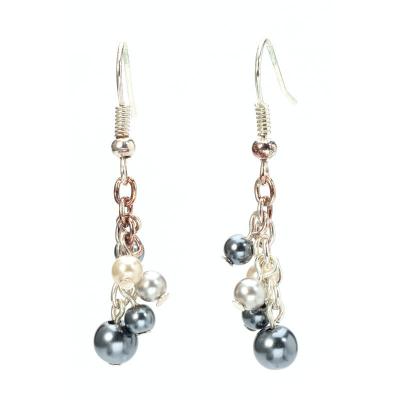 China Square Long Cluster Costume Pearl Earrings , Simulated Wedding Pearl Earrings for sale