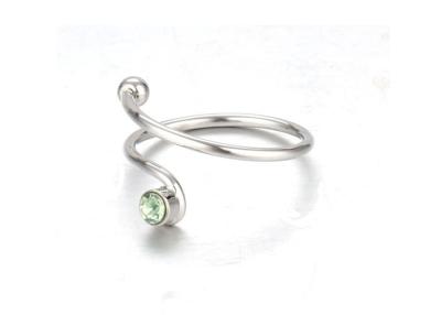 China Green Diamond Silver Costume Jewelry Rings For Women Fashion Spiral Retaining for sale