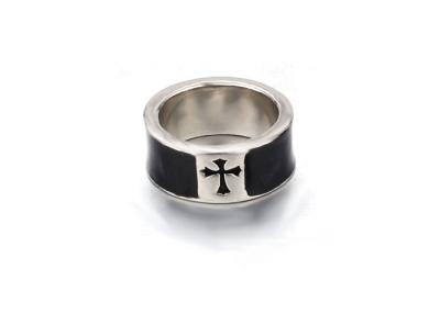 China 16 Costume Christian Religious Jewelry Rings Cubic Zirconia Black Resin Cross for sale