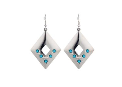 China Rhombus Fish Hook Artificial Jewellery Earrings Designs , Five Blue Gemstone Jewelry Earrings  for sale