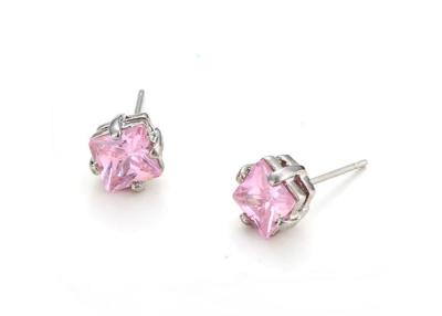 China Pink Cubic Zircon Costume Jewelry Earrings Stud ,  Magnetic Diamond Clip On Earrings for sale