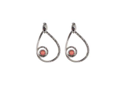 China Silver Teardrop Costume Jewelry Earrings Orange Gemstone Multi Colored for sale