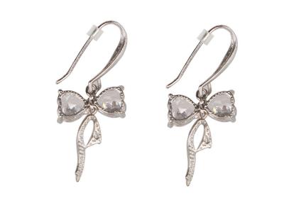 China Silver White Earrings Costume Fashion Jewelry Accessories Bowknot Patterns for sale