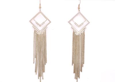 China Zinc Alloy Costume Jewelry Fringe Drop Earrings , Rhombus Stylish Earrings Jewelry for sale