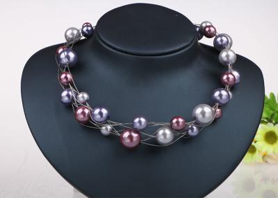 China Twisted Illusion Silver Chian Costume Pearl Necklace , Floating Pearl Necklace for sale