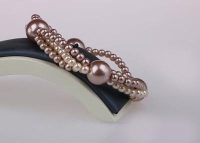 China 6mm Stretch WrappingCostume Pearl Bracelets , Triple Strand Pearl Bracelet for sale