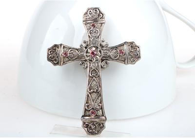 China Women's Cross Costume Jewelry Pins And Brooches Pink Diamond Antique for sale