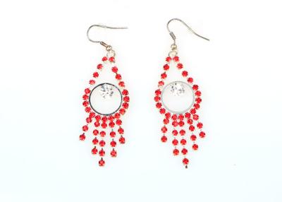 China Fish Hook Drop Costume Artificial Jewellery Earrings With Red Diamonds for sale