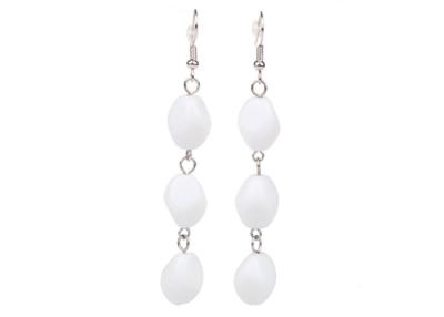 China Baroque Style Glass Simulated Pearl Earrings Leverback Drop Silver Hoop for sale