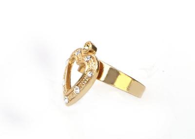 China Heart Shaped Costume Jewelry Rings With Diamond , Rose Gold Plated Circle Ring for sale