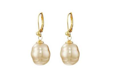 China Large Clip On Faux Baroque Pearl Stud Earrings , Multi Colored Pearl Earrings for sale