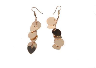 China Alloy Rose Gold Costume Jewellery Fashion Earrings  , Sequin / Leverback Hoop Earrings for sale