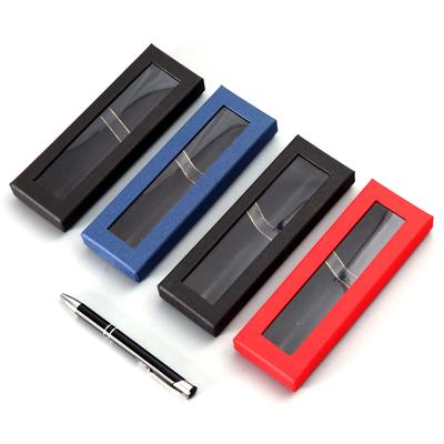 China 17.5*6*2.3cm Handmade Packing Box Caja de pluma Custom Logo Empty Paper Gift Pen with clear PVC window for sale