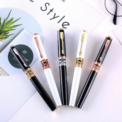 China Office or School Pen Luxury High Quality Heavy Gold Hollow Out Black/White Copper Gold Color Metal Silver Ballpoint Pen for sale