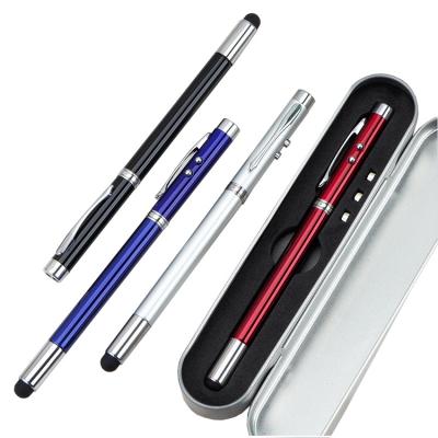 China office & School Pen Custom Multi Function Light Up Pen Soft Touch Screen Stylus Led Laser Ballpoint Pen Indicator for sale