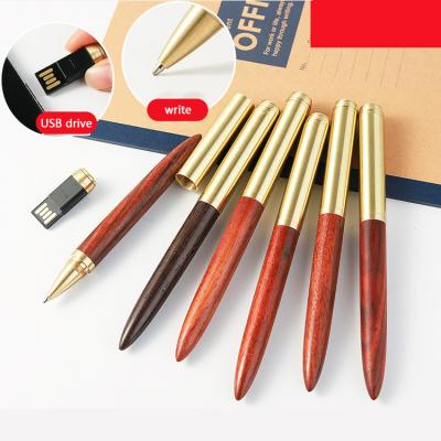 China Office Or School Pen 2021 General Wood U-disk Metal Ink Roller Usb Flash Drive Pen With Custom Logo Hi-tech for sale