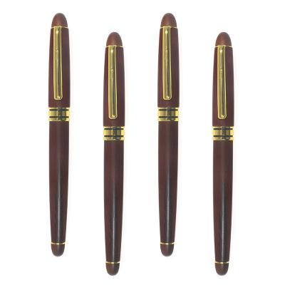 China High Quality Gift 14.5*1.2cm Mahogany Office/Promotion/Advertising/Gift Pen Custom Logo Office Wooden Set Pen Roller Pen for sale