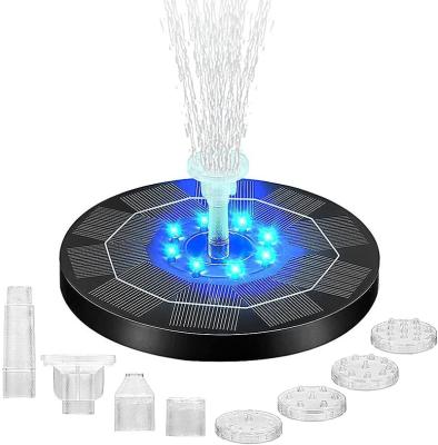 China Resin Solar Fountain Pump with Led Lights for Garden Pond Decoration Solar Powered Vessel Water Fountain with Nozzle Fixer for sale