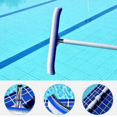 China PE Pool Accessories Cleaning Tools Aluminum Back Handle Wall Brushes With EZ Clip For Cleaning Tile Walls for sale