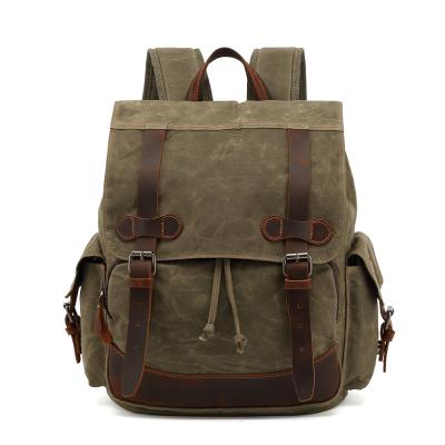 China Anti-theft outdoor camera backpack men's leather canvas backpack shoulder vintage rucksack travel bags backpacks for sale