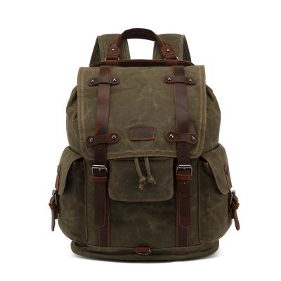 China Custom Canvas Rucksack Mochila Laptop Man Canvas Rucksack Leather Rucksack Anti-theft Outdoor Hiking Camping Rucksack for sale