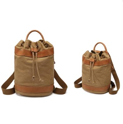 China Custom Made Anti-theft Fashion Leather Women's Canvas Rucksack Leather Backpack Vintage Travel Canvas Backpack for sale